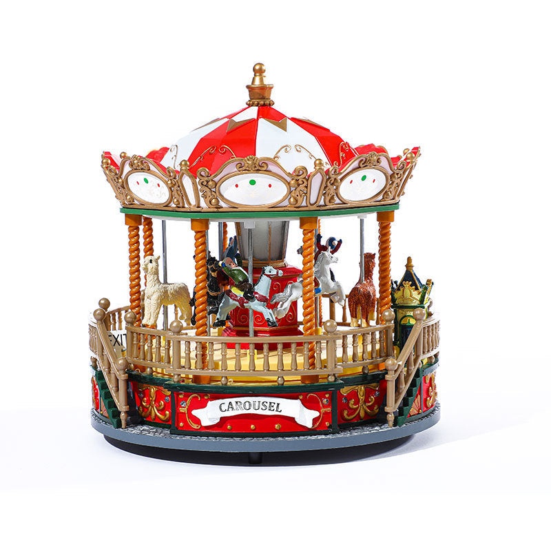 Christmas Carousel Music Box Decor With Glowing Charm