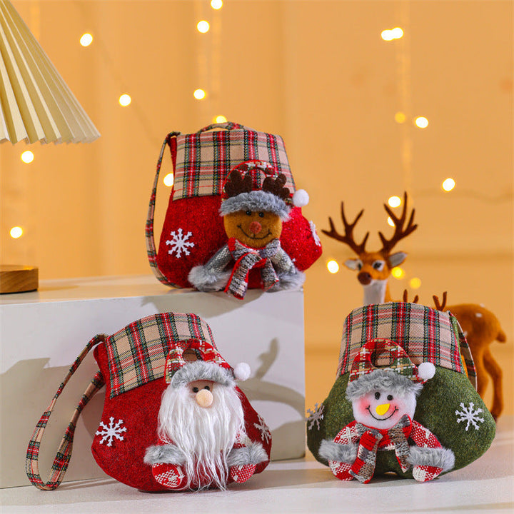 Reusable Christmas Gift Bag With Plush Character Charm