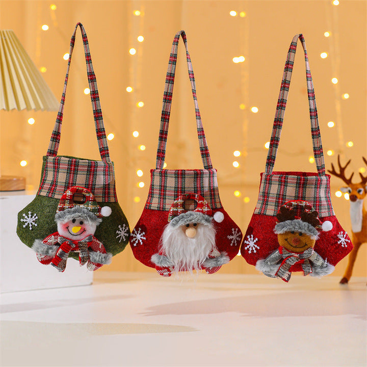 Reusable Christmas Gift Bag With Plush Character Charm