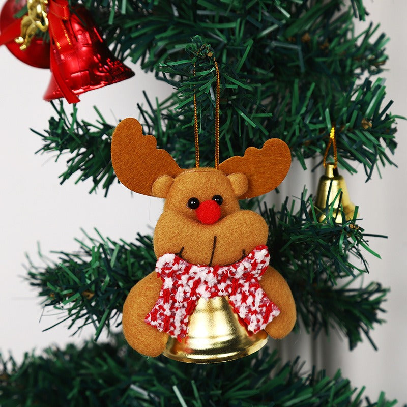 Plush Santa Reindeer Christmas Tree Bell Ornament Decor