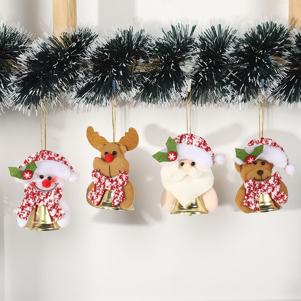 Plush Santa Reindeer Christmas Tree Bell Ornament Decor