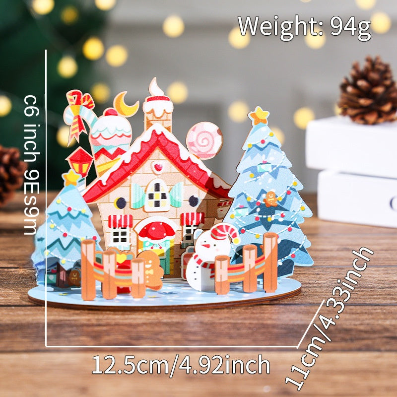 Christmas Wooden House DIY 3D Puzzle Village Decor Set