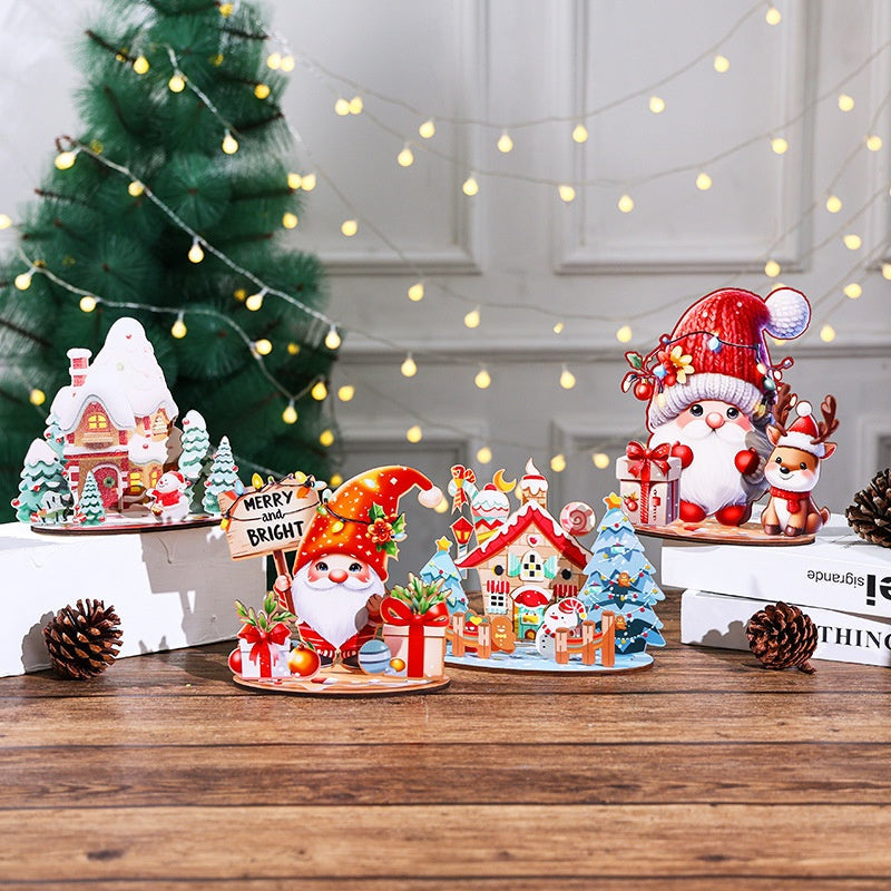 Christmas Wooden House DIY 3D Puzzle Village Decor Set