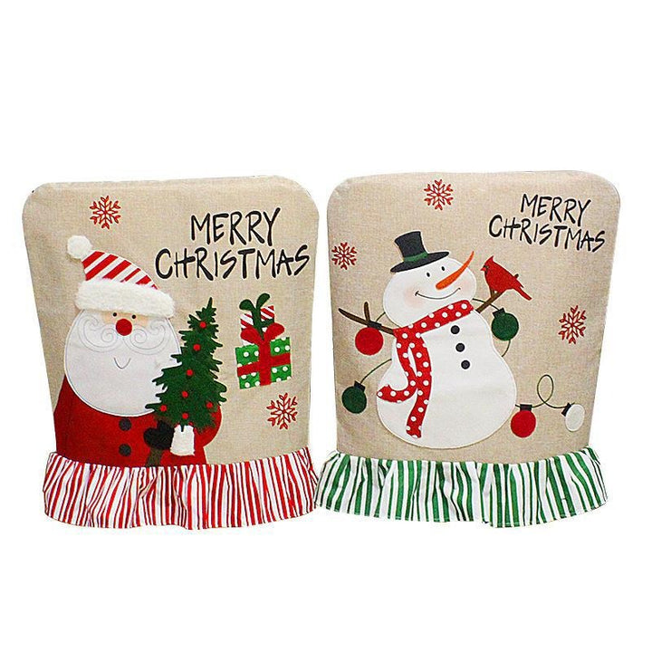 Christmas Chair Covers Embroidered Santa Snowman Set of 2
