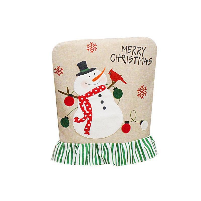 Christmas Chair Covers Embroidered Santa Snowman Set of 2