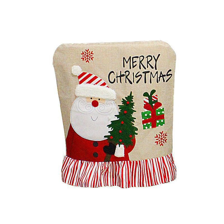 Christmas Chair Covers Embroidered Santa Snowman Set of 2