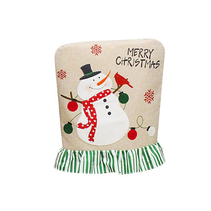 Christmas Chair Covers Embroidered Santa Snowman Set of 2