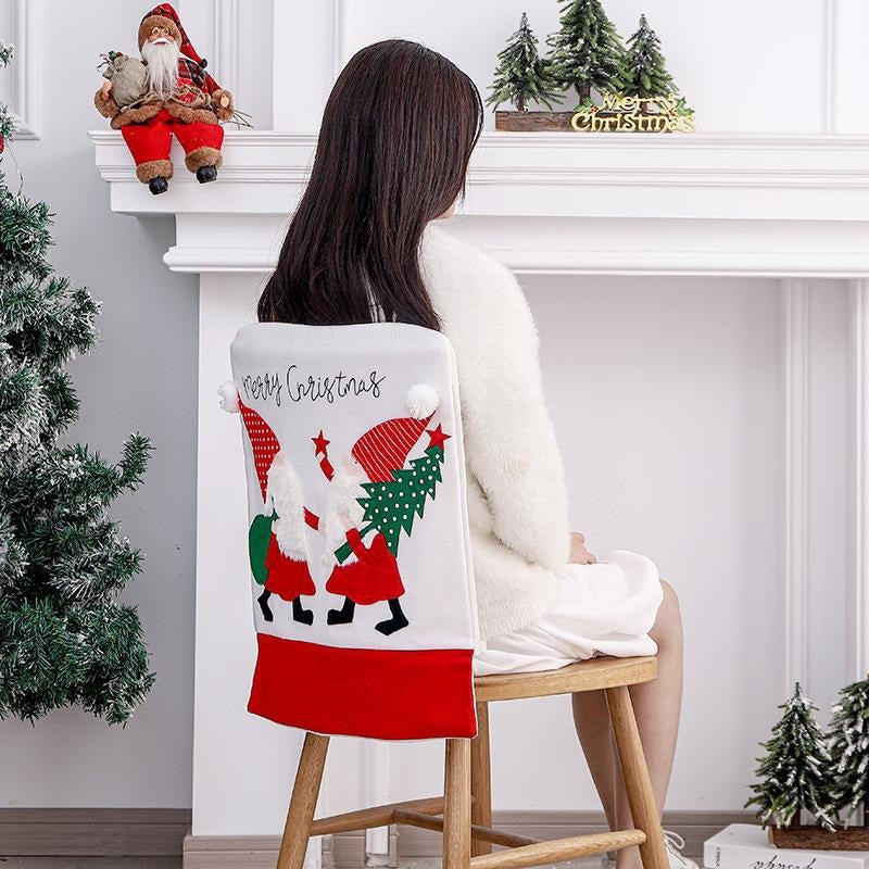 Christmas Chair Cover – Festive Gnome Velvet Decor