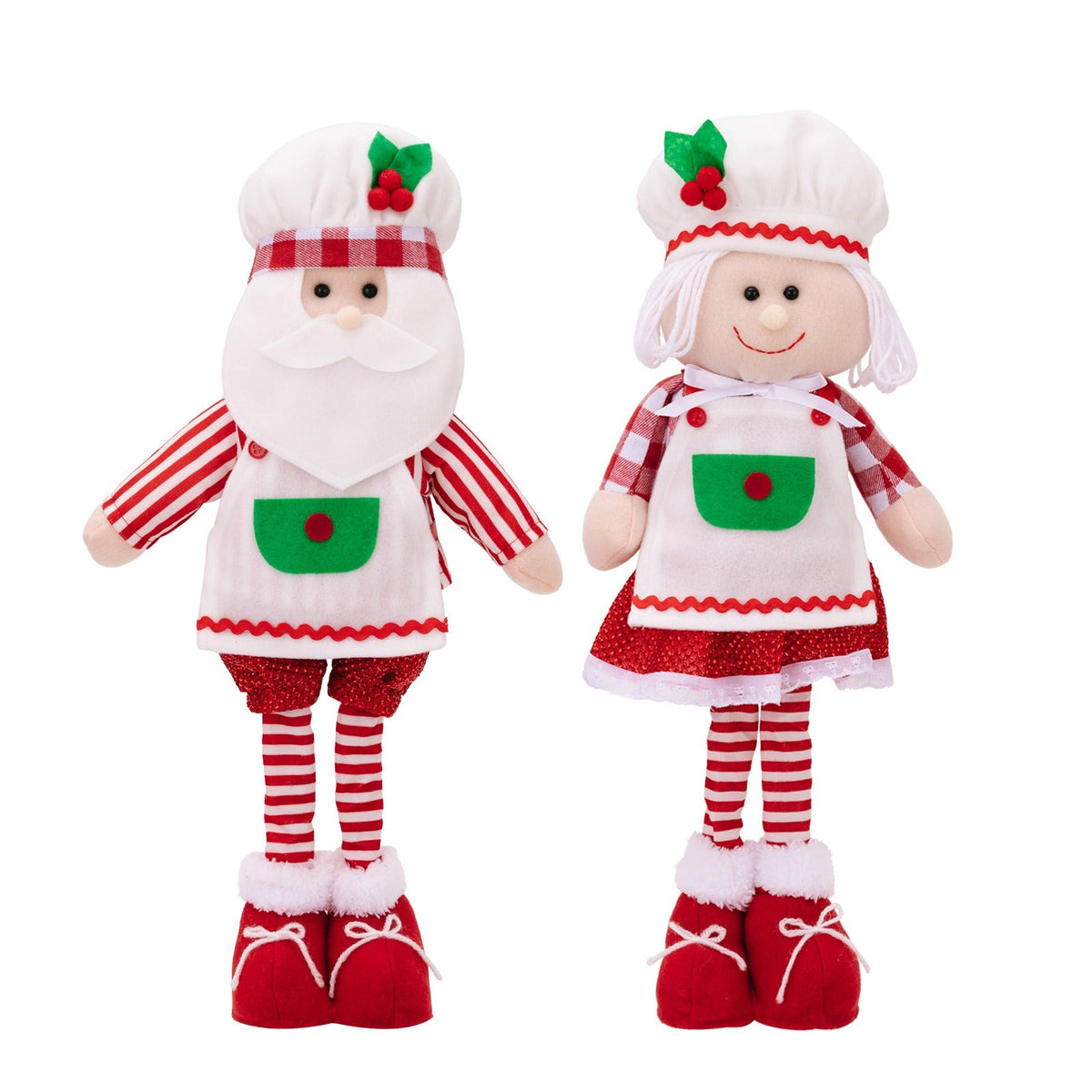 Christmas Chef Doll Pair – Playful Holiday Table Decor