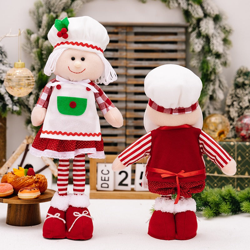 Christmas Chef Doll Pair – Playful Holiday Table Decor