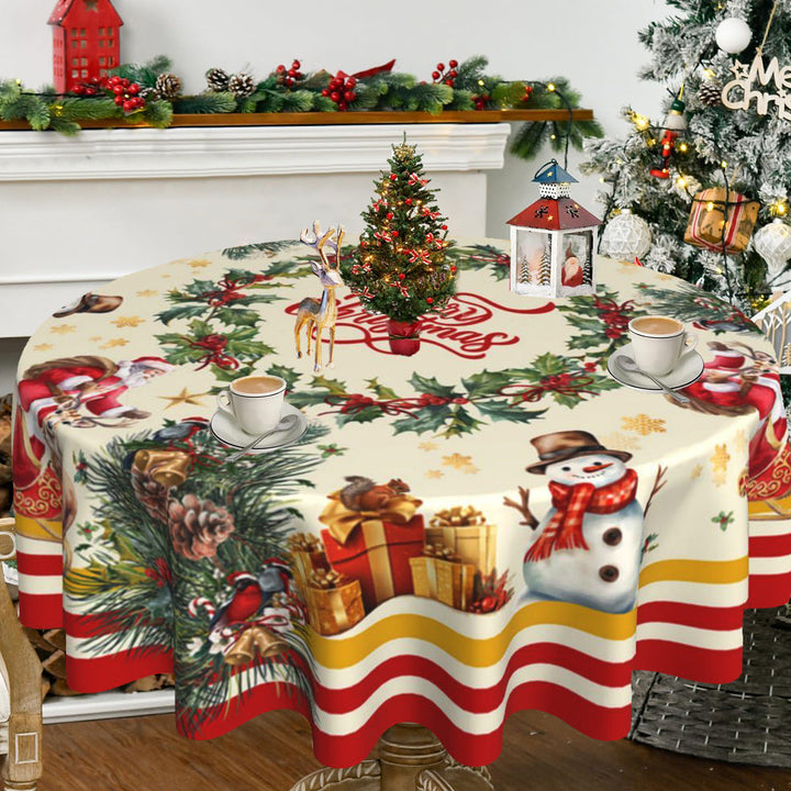 Christmas Round Tablecloth for Festive Holiday Tables