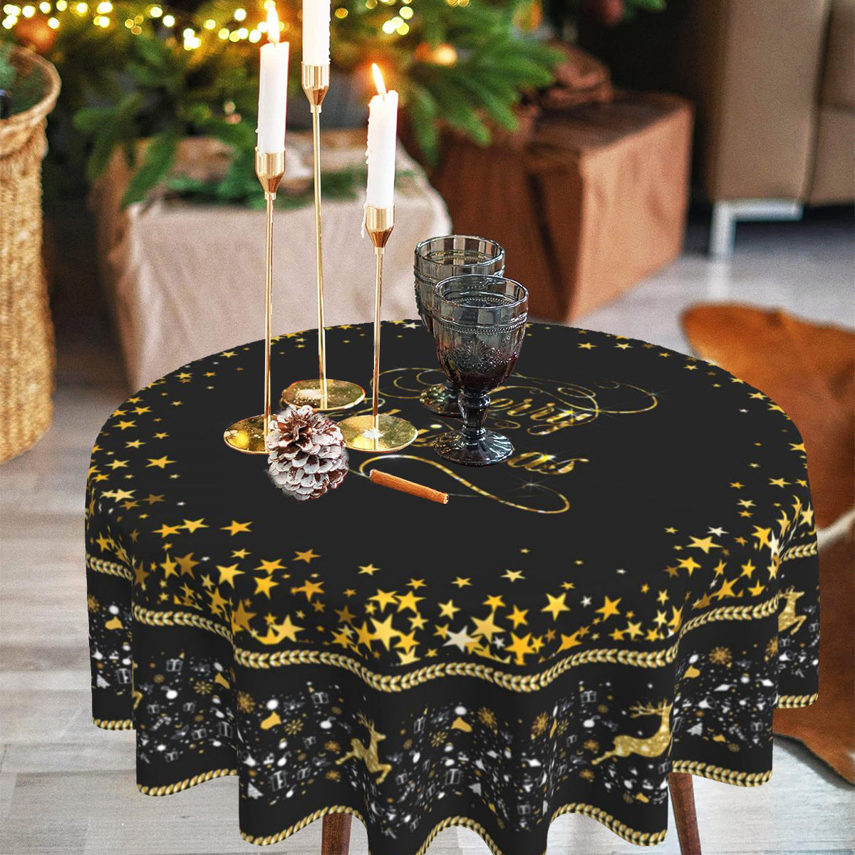 Christmas Round Tablecloth for Festive Holiday Tables
