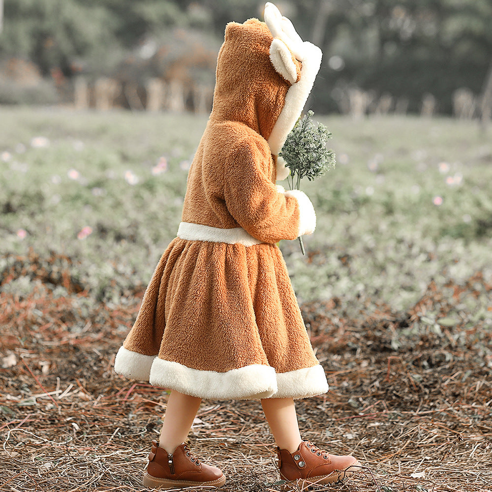 Christmas Reindeer Costume Dress for Girls | Plush