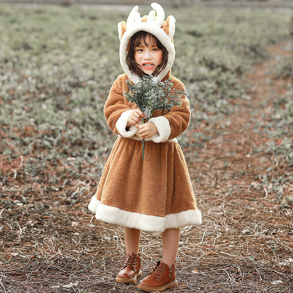 Christmas Reindeer Costume Dress for Girls | Plush