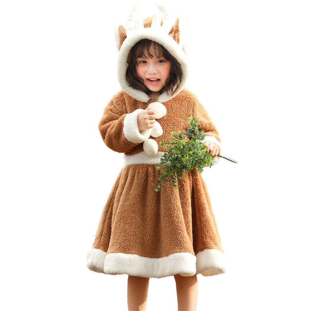 Christmas Reindeer Costume Dress for Girls | Plush