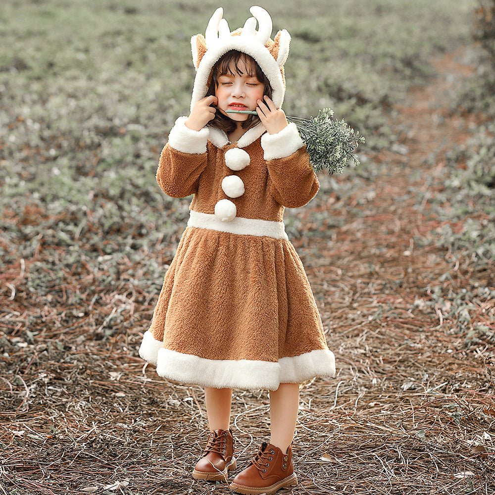 Christmas Reindeer Costume Dress for Girls | Plush