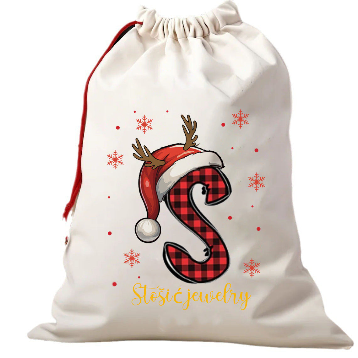 Christmas Cotton Gift Bag – Reusable Plaid Letter Sack