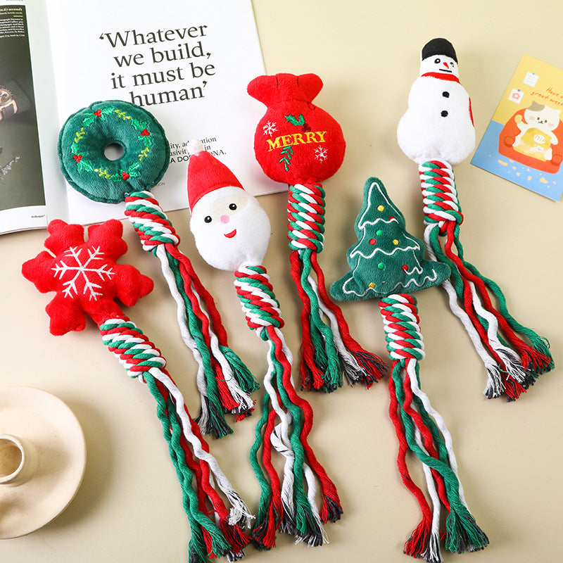 Christmas Rope Dog Toys for Festive Tug & Chew Play