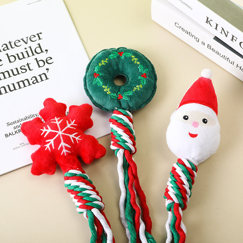 Christmas Rope Dog Toys for Festive Tug & Chew Play