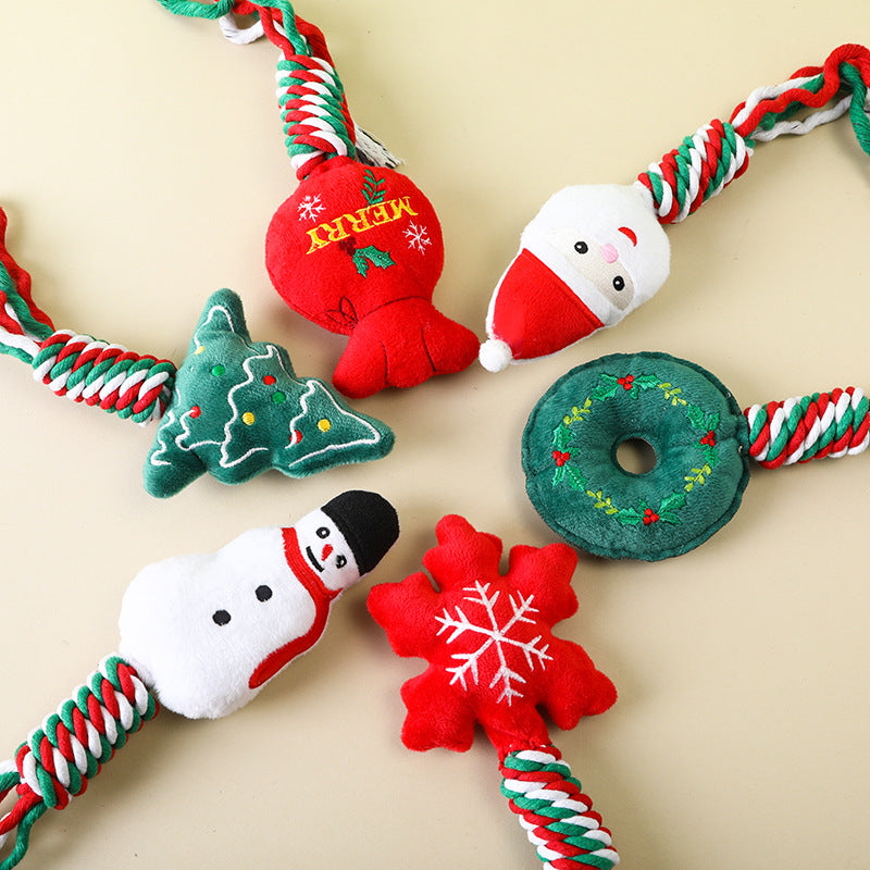 Christmas Rope Dog Toys for Festive Tug & Chew Play