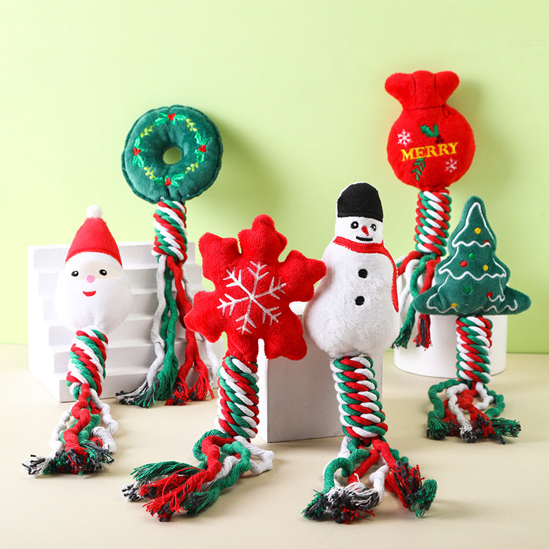 Christmas Rope Dog Toys for Festive Tug & Chew Play