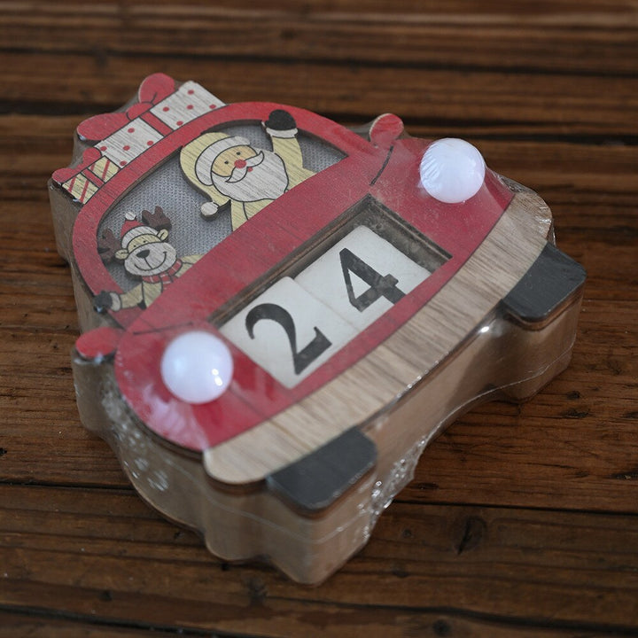 Illuminated Wooden Christmas Car Advent Calendar Decor