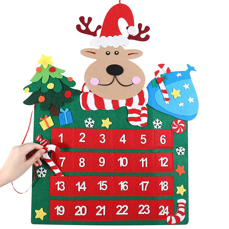 Christmas Countdown Calendar with 24 Felt Pockets