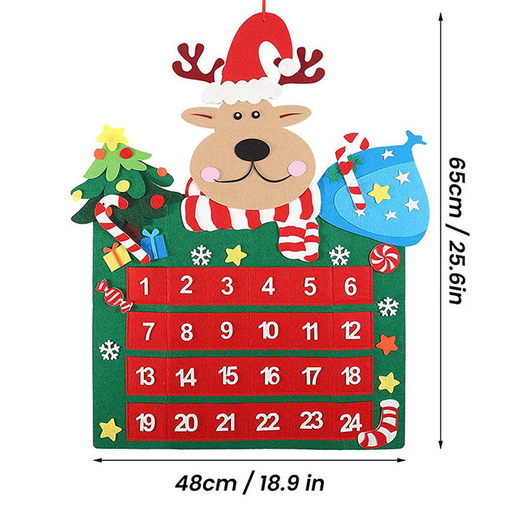Christmas Countdown Calendar with 24 Felt Pockets