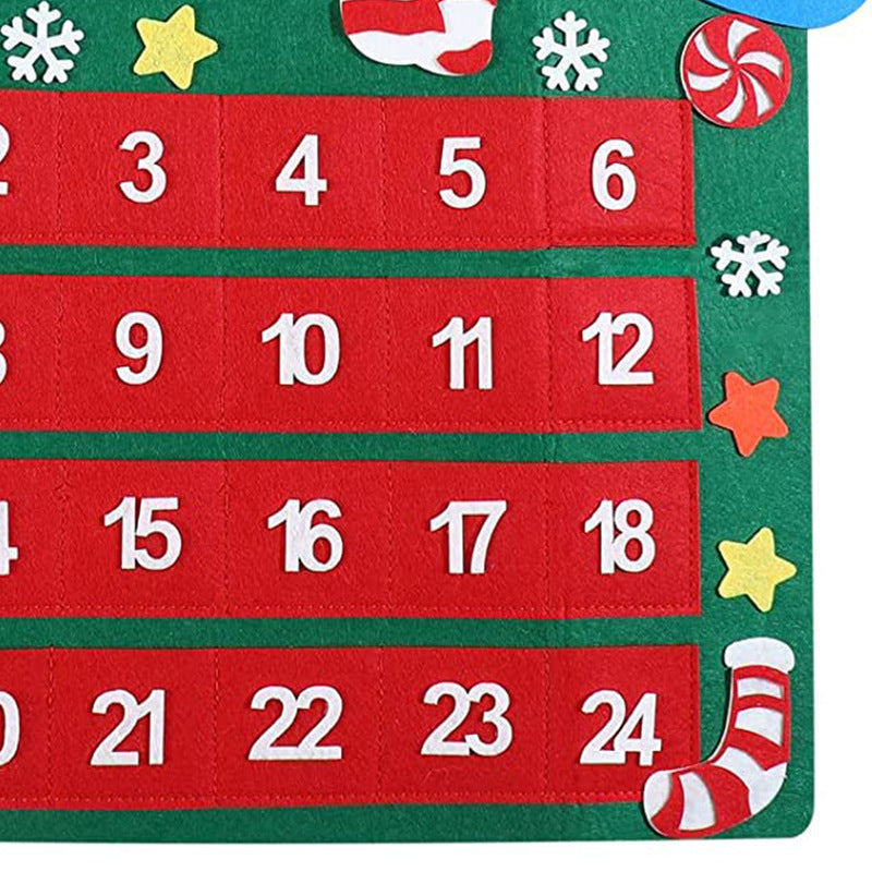 Christmas Countdown Calendar with 24 Felt Pockets