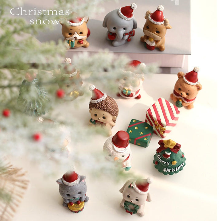 Resin Snowman & Reindeer Ornament Set for Christmas Trees