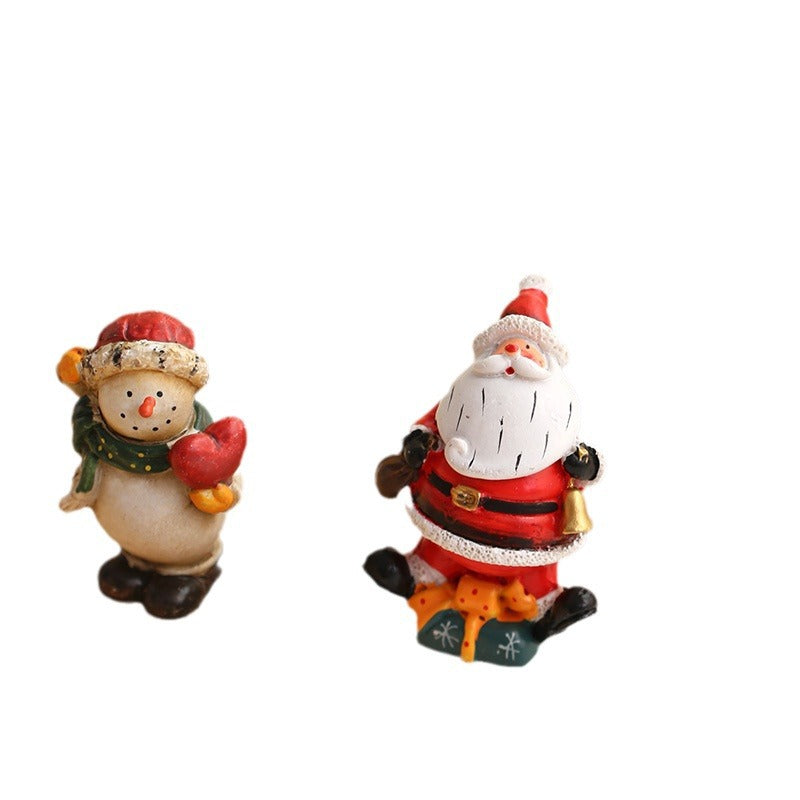 Resin Snowman & Reindeer Ornament Set for Christmas Trees