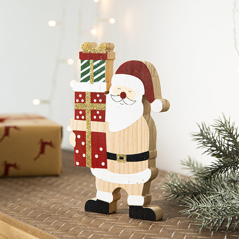 Wooden Santa Star Ornament Set for Rustic Christmas Decor