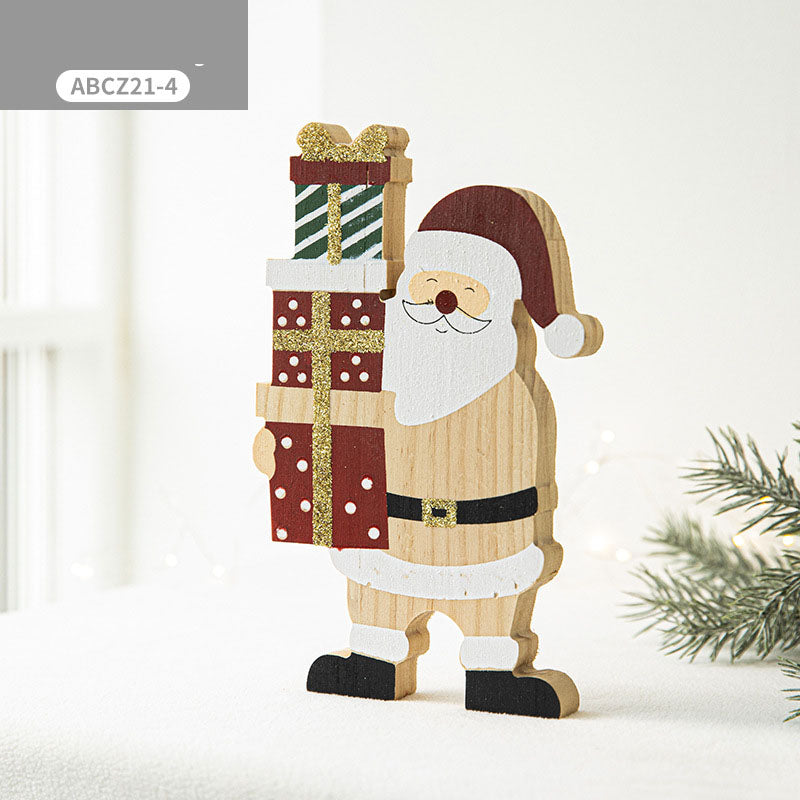 Wooden Santa Star Ornament Set for Rustic Christmas Decor