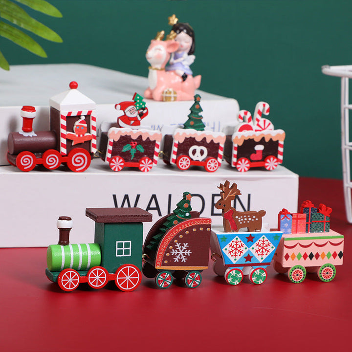 Wooden Christmas Train Decoration for Festive Tables