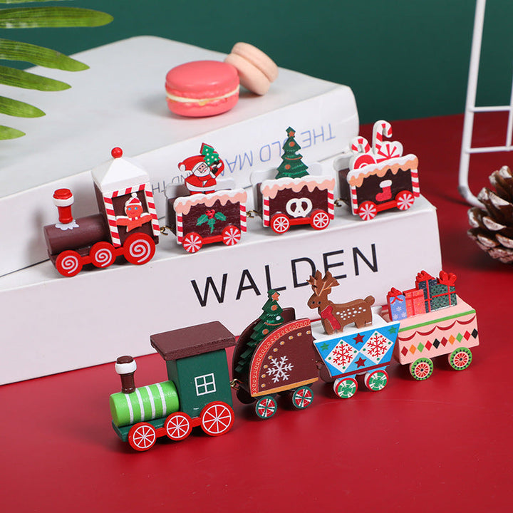 Wooden Christmas Train Decoration for Festive Tables