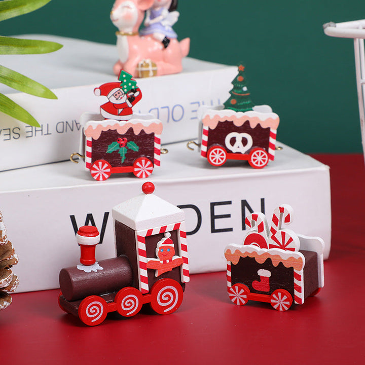 Wooden Christmas Train Decoration for Festive Tables