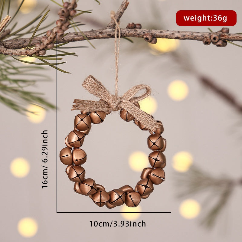 Christmas Bell Wreath Ornament for Rustic Tree Decor
