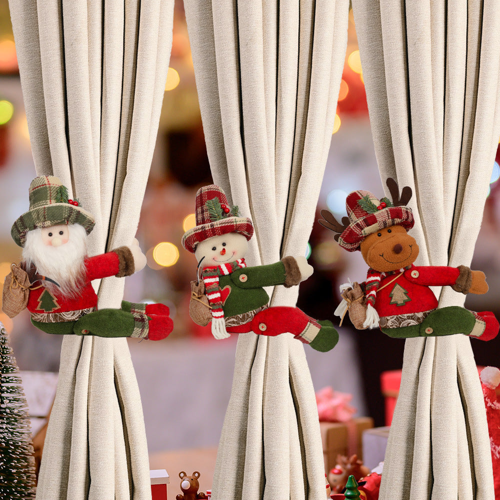 Christmas Curtain Tieback Plush Doll Festive Decor