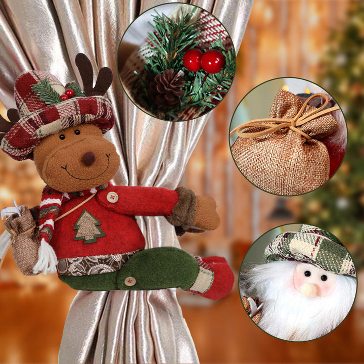 Christmas Curtain Tieback Plush Doll Festive Decor