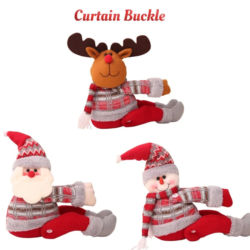 Plush Reindeer Curtain Buckle for Christmas Windows