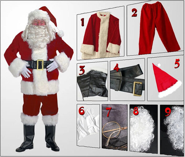 10-Piece Santa Claus Costume Set for Instant Holiday Fun