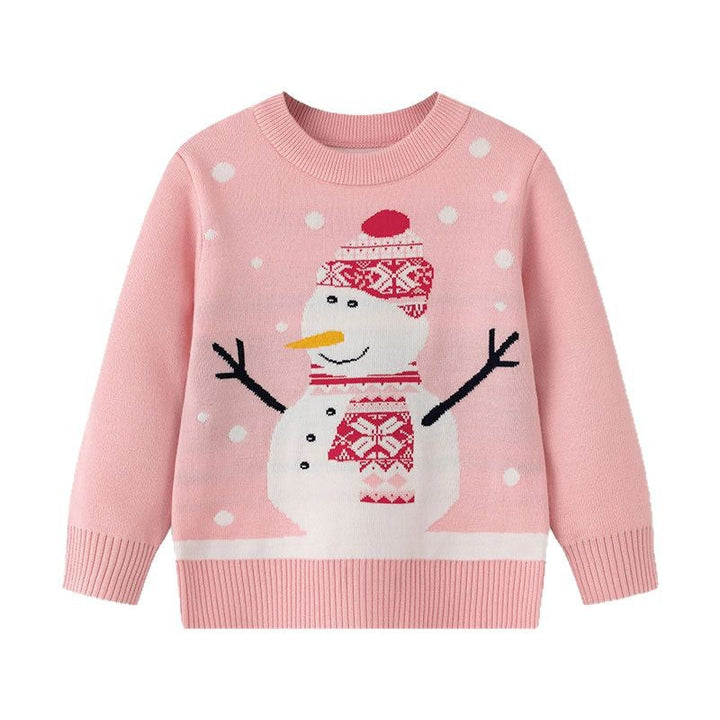 Girls Christmas Snowman Knit Sweater Festive Layer