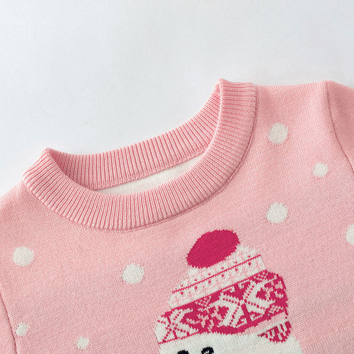 Girls Christmas Snowman Knit Sweater Festive Layer