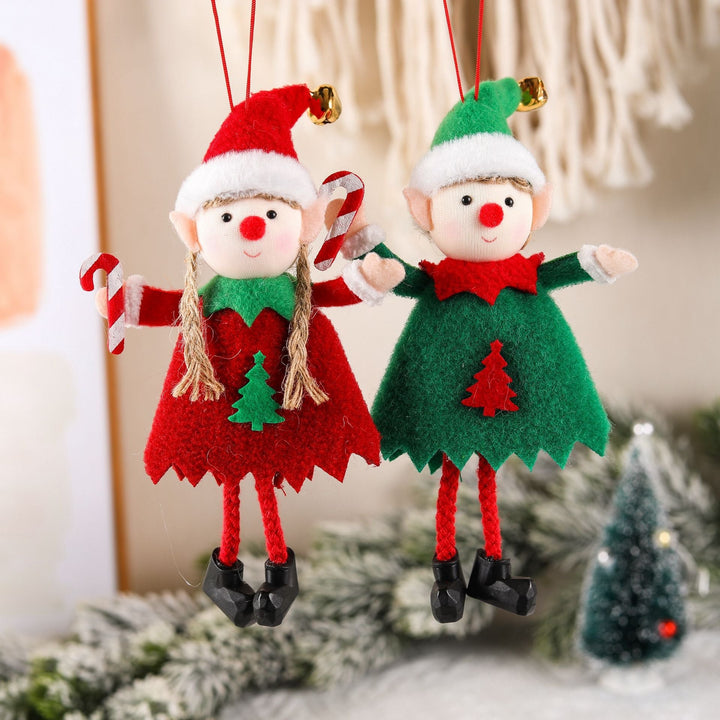 Christmas Elf Ornaments Pair – Plush Holiday Decor