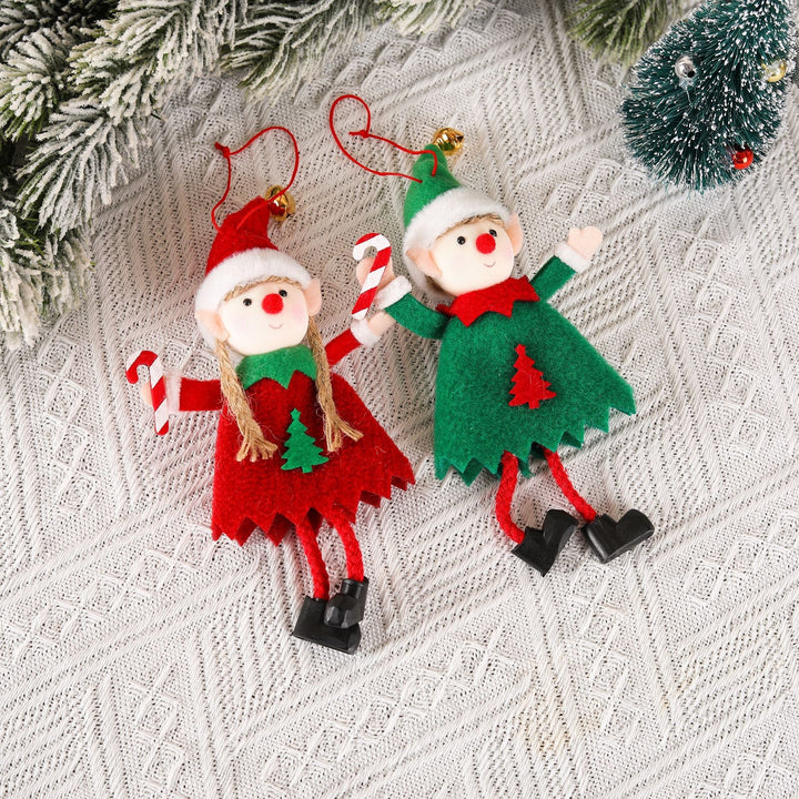 Christmas Elf Ornaments Pair – Plush Holiday Decor