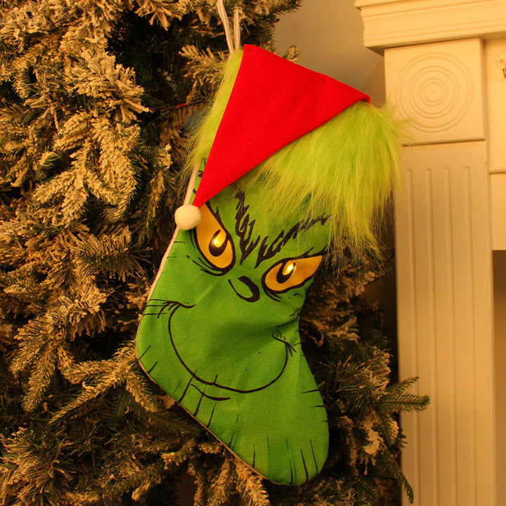 Grinch Christmas Stocking Gift Bag for Playful Decor