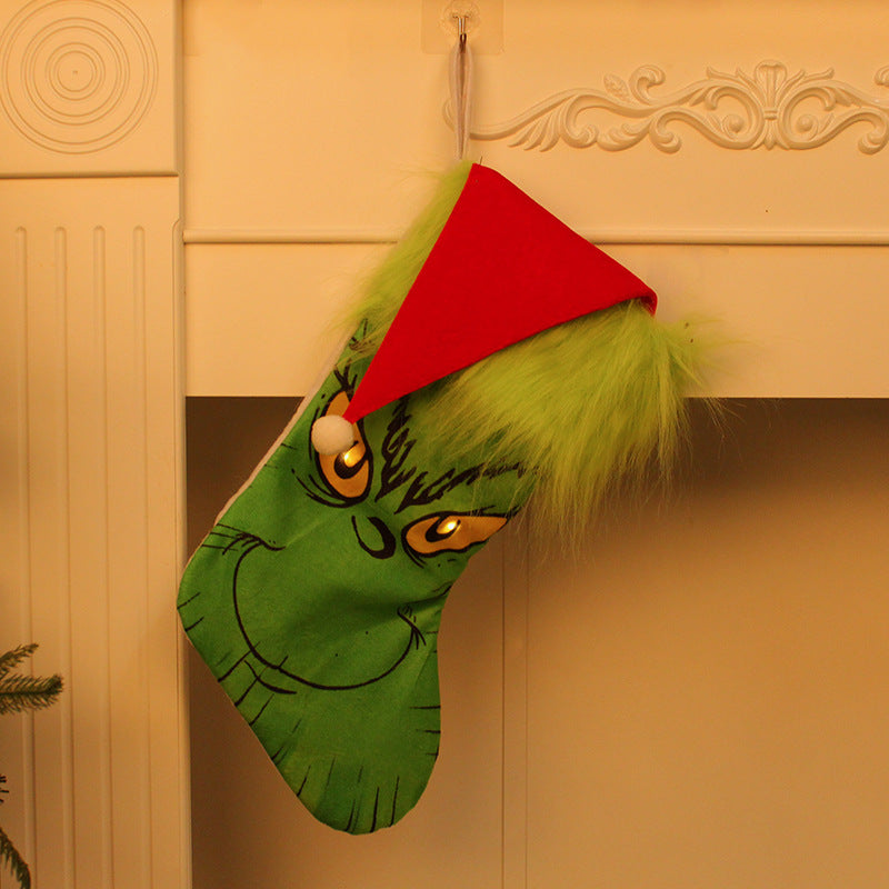 Grinch Christmas Stocking Gift Bag for Playful Decor