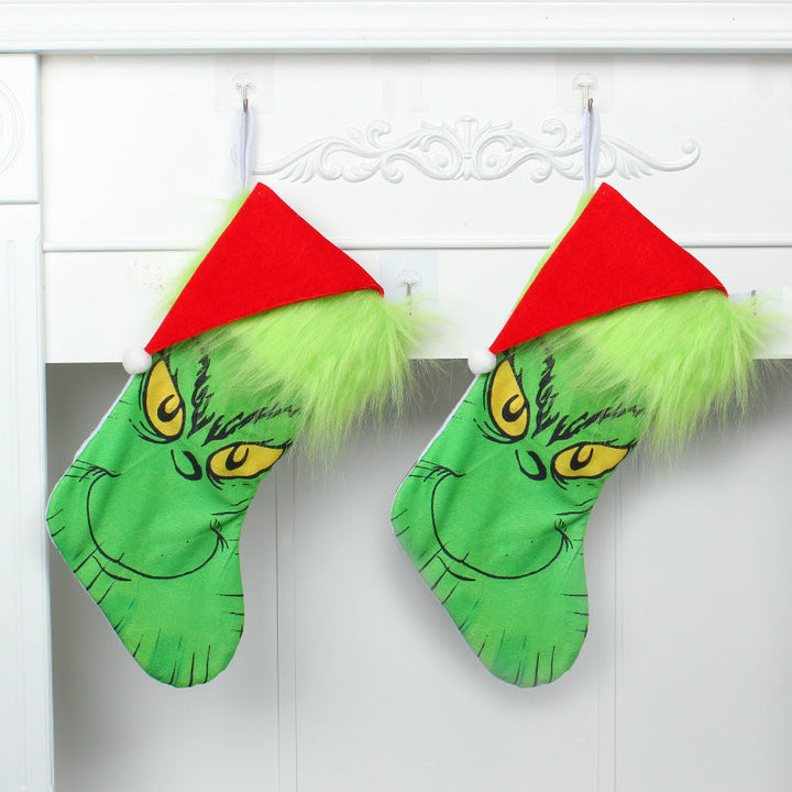 Grinch Christmas Stocking Gift Bag for Playful Decor