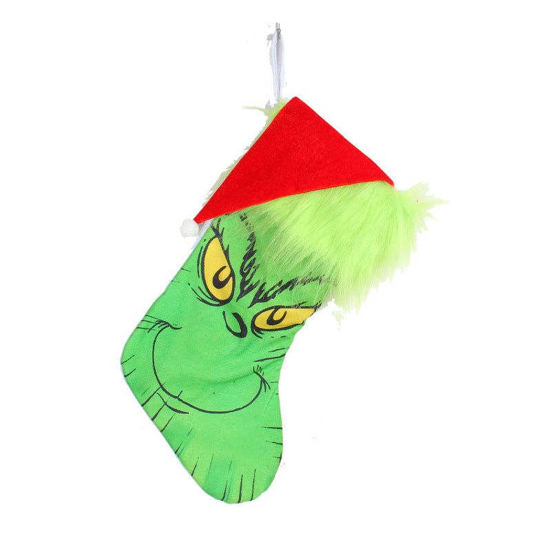 Grinch Christmas Stocking Gift Bag for Playful Decor