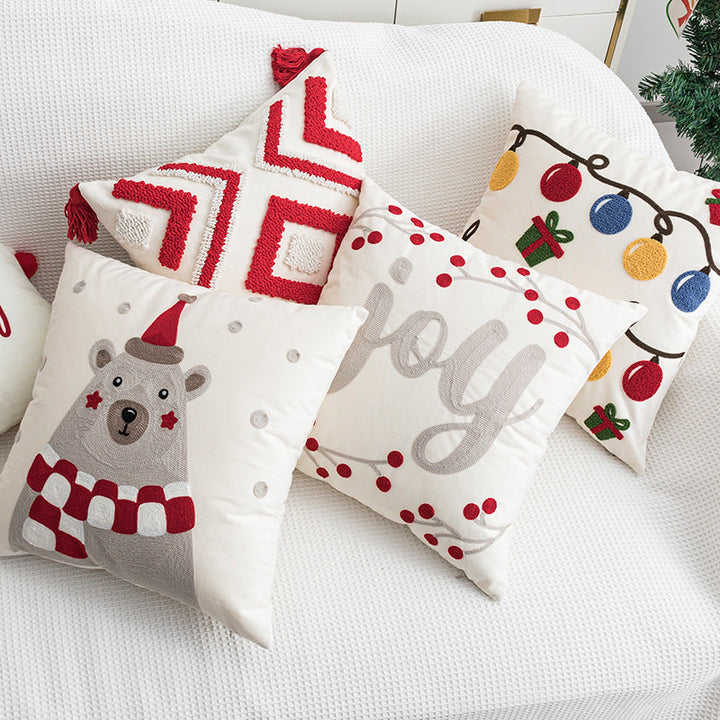 Christmas Embroidered Pillow Covers for Cozy Holiday Decor